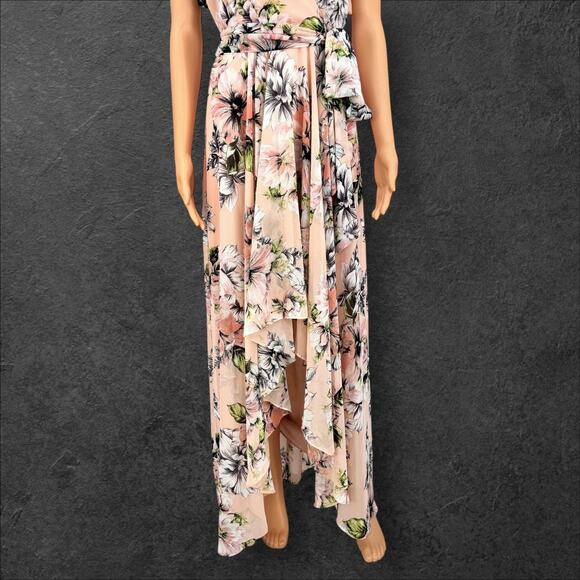 Eliza J Womens Blush Pink Romantic Floral Cascading Ruffle High-Low Hem Dress 2 - Picture 7 of 16